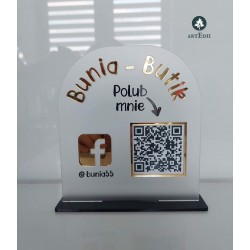 Tabliczka stojak z kodem QR social media glamour