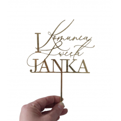 Topper Komunia Święta imię delikatny linearny