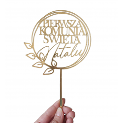 Topper Pierwsza Komunia Święta imię listki