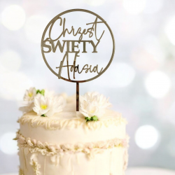 Topper na Chrzest Święty + imię w kole