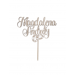 Topper imiona obrączki tort ślubny wesele