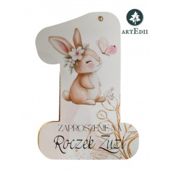 Kartka na roczek jedyneczka zaproszenie dla dziewczynki