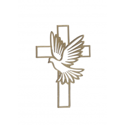 Dekor krzyżyk krzyż z gołębiem linearny delikatny