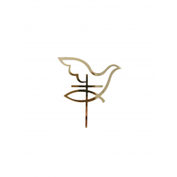 Dekor krzyżyk krzyż z gołębiem linearny symbol