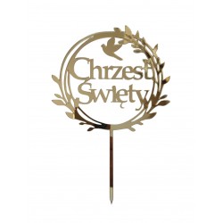 Topper Chrzest Święty listki gołąb chrzciny